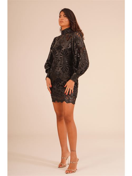 Abito in ecopelle e pizzo twins fantasy | T5012BLACK
